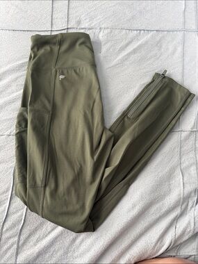 Fabletics Olive Green High-Waist Zip Ankle Leggings